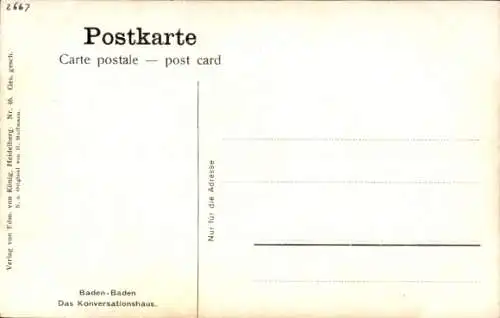 Künstler Ak Hoffmann, H., Baden Baden, Konversationshaus