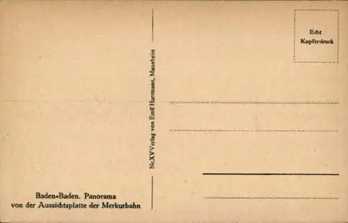 Ak Baden Baden am Schwarzwald, Aussichtsplatte der Merkurbahn
