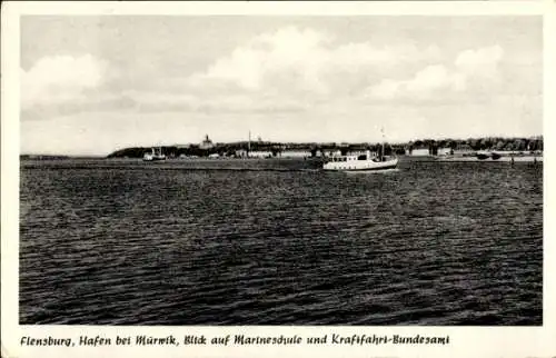 Ak Flensburg in Schleswig Holstein, Hafen bei Mürwik, Marineschule, Kraftfahrt-Bundesamt