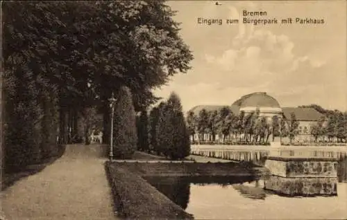 Ak Hansestadt Bremen, Eingang Bürgerpark, Parkhaus