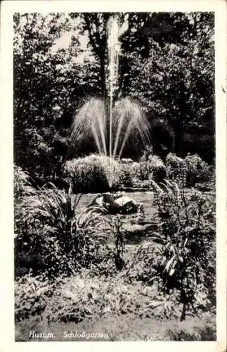 Ak Husum in Nordfriesland, Schlossgarten, Wasserspiel