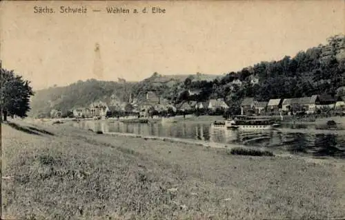 Ak Wehlen an der Elbe Sächsische Schweiz, Gesamtansicht