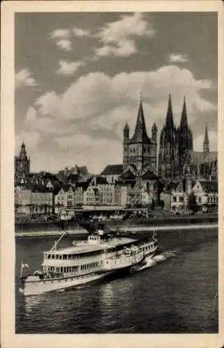 Ak Köln am Rhein, Dom, Teilansicht, Dampfer