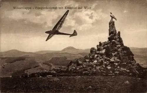 Ak Gersfeld in der Rhön Hessen, Wasserkuppe, Fliegerdenkmal, Kronfeld auf Wien