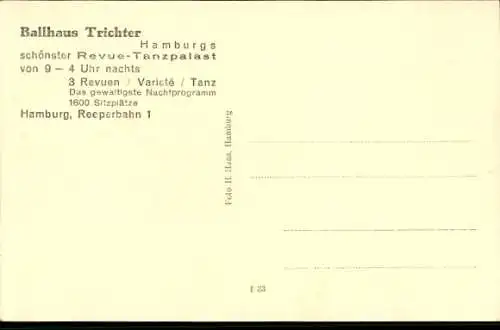 Ak Hamburg Mitte St. Pauli, Ballhaus Trichter, Reeperbahn 1, Innenansicht