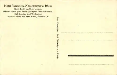 Ak Königswinter am Rhein, Hotel Rheinstein, Speisesaal