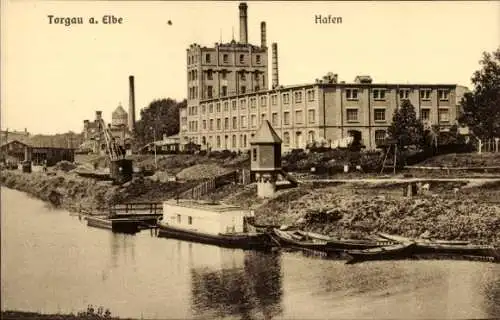 Ak Torgau an der Elbe Sachsen, Hafen, Lagerhaus