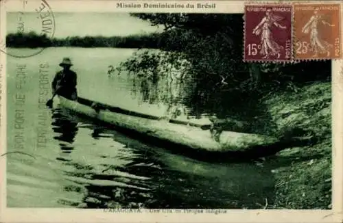 Ak Brasilien, l'Araguaya, Pirogue indigene