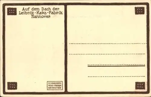 Ak Hannover in Niedersachsen, Auf dem Dach der Leibniz Keks Fabrik