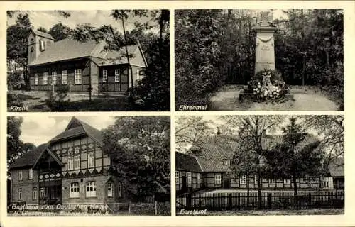 Ak Fuhrberg Burgwedel Niedersachsen, Gasthaus zum Deutschen Hause, Kirche, Ehrenmal, Forstamt