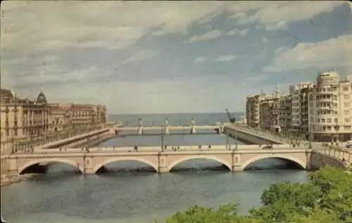 Ak Donostia San Sebastian Baskenland, Brücke Santa Catalina, Kursaal-Brücke