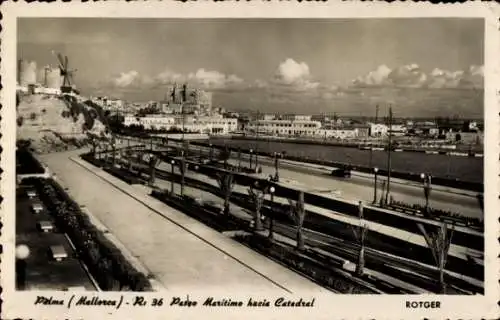 Ak Palma de Mallorca Balearische Inseln, Paseo Maritimo, Kathedrale