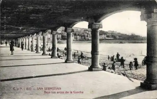 Ak Donostia San Sebastian Baskenland, Bajo los arcos de la Concha