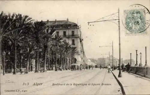 Ak Algier Algier Algerien, Boulevard de la République, Square Bresson