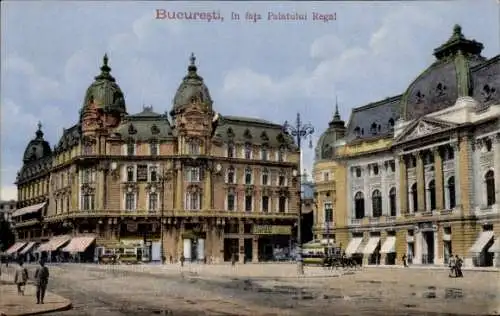 Ak București Bukarest Rumänien, In fata Palatului Regal