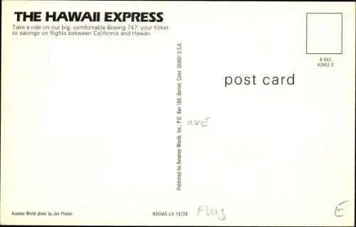 Ak Passagierflugzeug, The Hawaii Express, Boeing 747