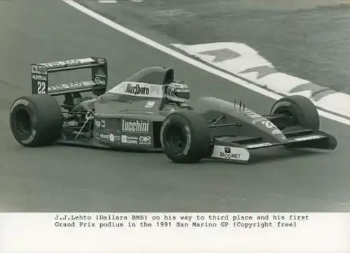 Foto J. J. Lehto, Dallara BMS, San Marino Grand Prix 1991, Motorrennsport, Formel 1