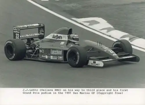 Foto J. J. Lehto, Dallara BMS, San Marino Grand Prix 1991, Motorrennsport, Formel 1