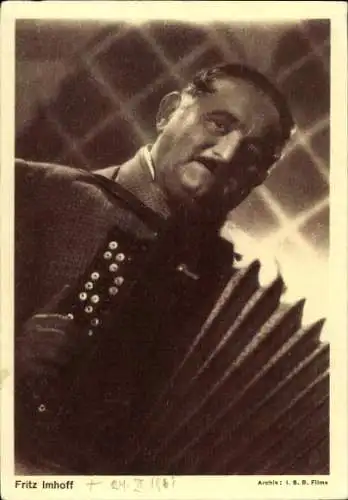 Ak Schauspieler Fritz Imhoff, Portrait, Akordeon