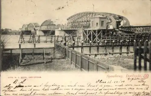 Ak Dordrecht Südholland Niederlande, Eisenbahnbrücke