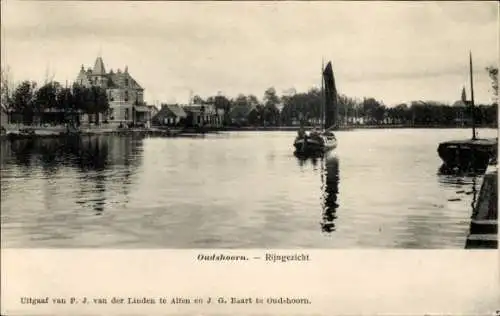 Ak Oudshoorn Südholland Niederlande, Blick auf den Rhein, Segelboot