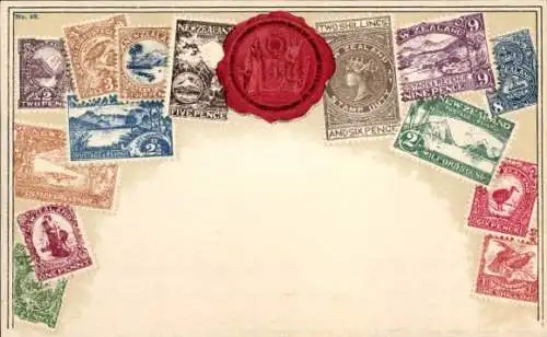 Briefmarken Wappen Litho Neuseeland