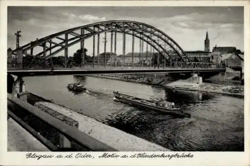 Ak Głogów Glogau Schlesien, Partie an der Hindenburgbrücke