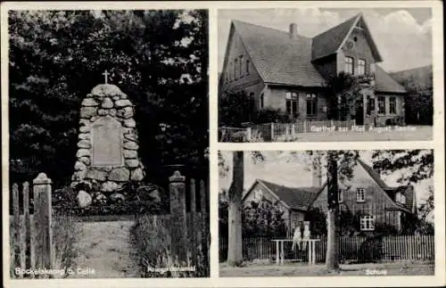 Ak Bockelskamp Wienhausen in Niedersachsen, Kriegerdenkmal, Schule, Gasthaus zur Post