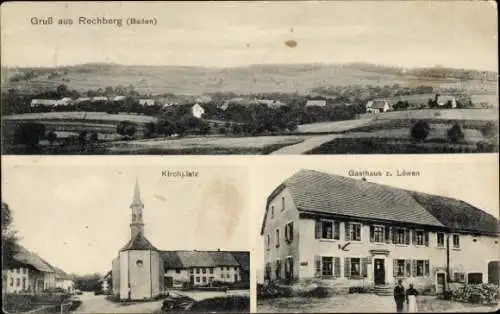 Ak Rechberg im Klettgau Baden, Kirche, Gasthaus zum Löwen, Totalansicht
