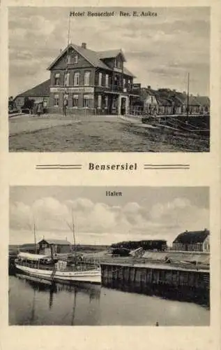 Ak Bensersiel Esens in Ostfriesland, Hotel Benserhof, Hafen