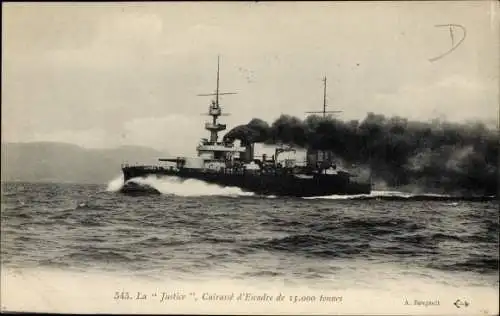 Ak Französisches Kriegsschiff, Justice, Cuirassé d'Escadre