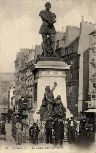 Ak Paris V, Statue von Etienne Dolet