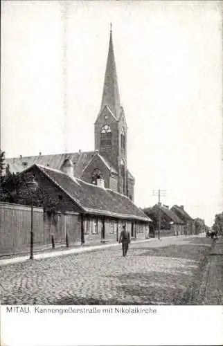 Ak Jelgava Mitau Lettland, Kannengießerstraße, Nikolaikirche