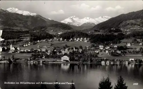 Ak Seeboden am Millstätter See Kärnten, Panorama mit Bartlmann und Tauern