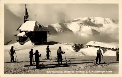 Ak Zell am See in Salzburg, Schmittenhöhe, Elisabeth Kirchlein gegen den Maurerkogel