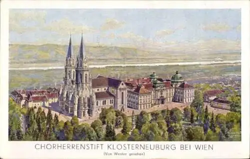 Ak Klosterneuburg in Niederösterreich, Chorherrenstift, Von Westen gesehen