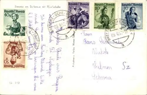 Ak Bregenz am Bodensee Vorarlberg, Partie mit der Pfänderbahn, Ort