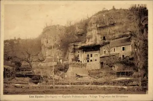 Ak Les Eyzies Dordogne, Capitale Prehistorique, Village Troglodyte des Girouteaux