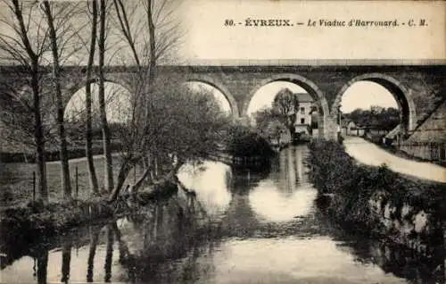 Ak Evreux Eure, Viadukt Harrouard