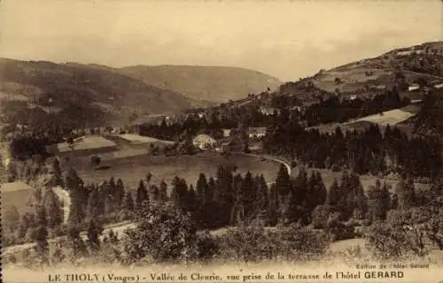 Ak Le Tholy Vosges, Cleurie-Tal, Blick von der Terrasse des Hôtel Gerard