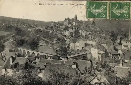 Ak Uzerche Corrèze, Panoramablick