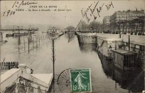 Ak Paris XV, Le Quai de Grenelle, Hochwasser 1910