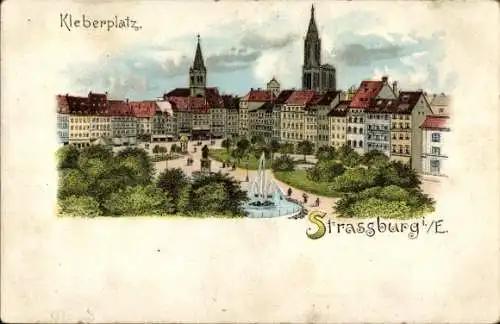 Litho Strasbourg Straßburg Elsass Bas Rhin, Kleberplatz