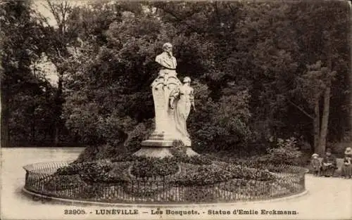 Ak Luneville Meurthe et Moselle, Emile Erckmann Denkmal