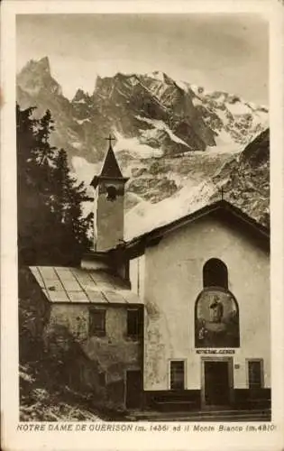 Ak Courmayeur Valle D'Aosta Italien, Kirche Notre Dame de Guérison, Monte Bianco