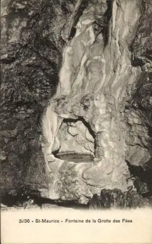 Ak Saint Maurice Kanton Wallis, Fontaine de la Grotte des Fees