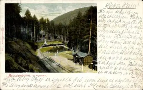 Ak Brocken Nationalpark Harz, Brockenbahn im Rennetal