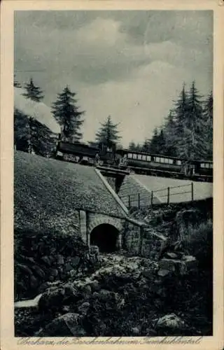 Ak Brocken Nationalpark Harz, Brockenbahn im Thumkuhlental