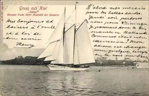 Ak Kiel, Kreuzer-Yacht Iduna der Kaiserin