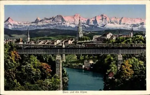 Ak Bern Stadt Schweiz, und die Alpen